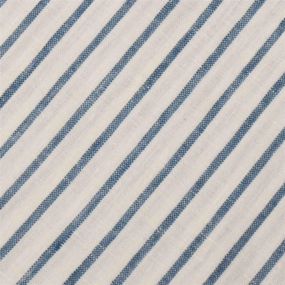 Off White Blue Striped Linen Fabric suppliers