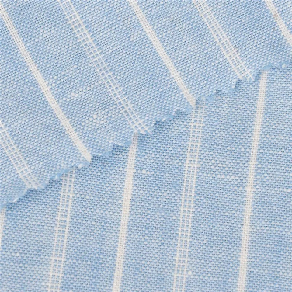 Sky Blue Fine Striped Linen Fabric factory Sky Blue Fine Striped Linen Fabric factory