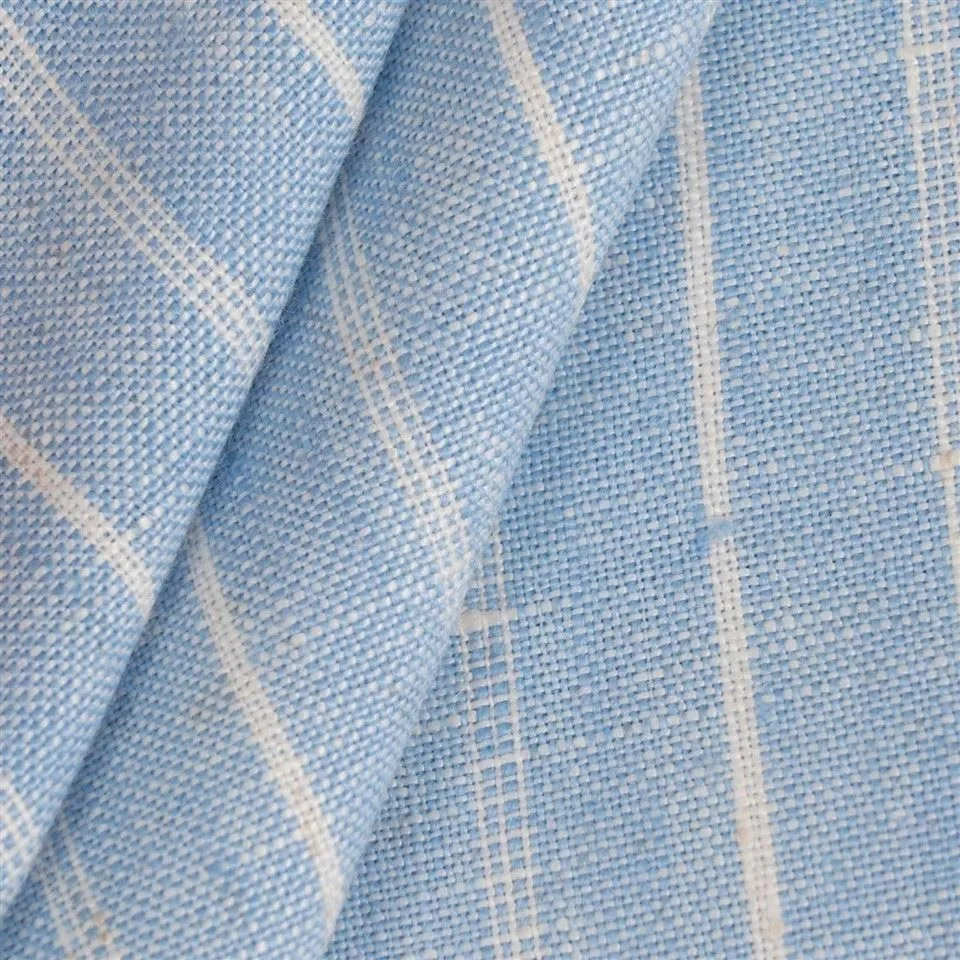Sky Blue Fine Striped Linen Fabric high quality Sky Blue Fine Striped Linen Fabric high quality