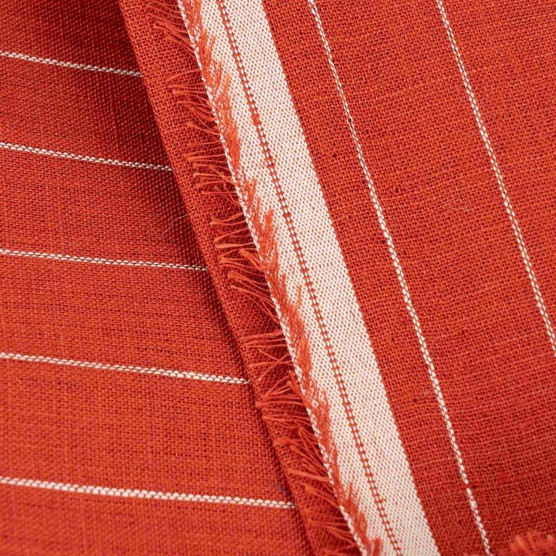 Terracotta Fine Striped Linen Fabric high quality Terracotta Fine Striped Linen Fabric high quality