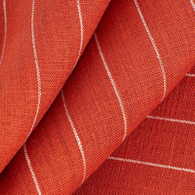 Terracotta Fine Striped Linen Fabric factory Terracotta Fine Striped Linen Fabric factory