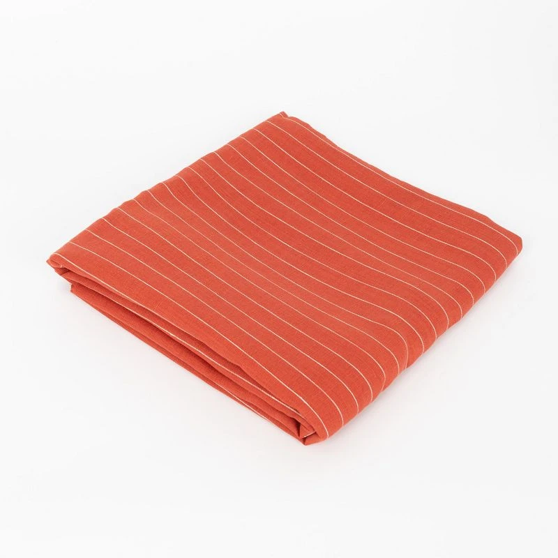 Terracotta Fine Striped Linen Fabric Terracotta Fine Striped Linen Fabric